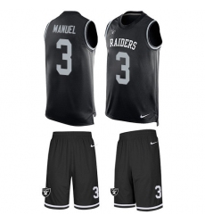 Men's Nike Oakland Raiders #3 E. J. Manuel Limited Black Tank Top Suit NFL Jersey