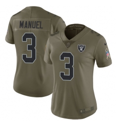 Women's Nike Oakland Raiders #3 E. J. Manuel Limited Olive 2017 Salute to Service NFL Jersey