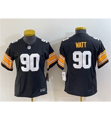 Women's Pittsburgh Steelers #90 T. J. Watt Black 2023 F.U.S.E. Stitched Jersey