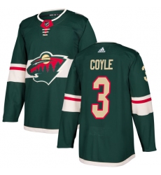 Youth Adidas Minnesota Wild #3 Charlie Coyle Authentic Green Home NHL Jersey