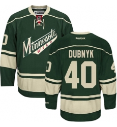 Women's Reebok Minnesota Wild #40 Devan Dubnyk Premier Green Third NHL Jersey