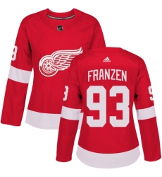 Women's Adidas Detroit Red Wings #93 Johan Franzen Premier Red Home NHL Jersey