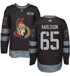 Men's Adidas Ottawa Senators #65 Erik Karlsson Authentic Black 1917-2017 100th Anniversary NHL Jersey