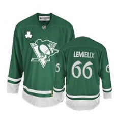 Men's Reebok Pittsburgh Penguins #66 Mario Lemieux Premier Green St Patty's Day NHL Jersey