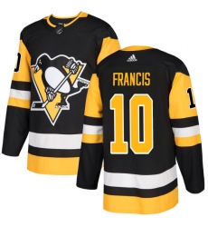 Youth Adidas Pittsburgh Penguins #10 Ron Francis Authentic Black Home NHL Jersey
