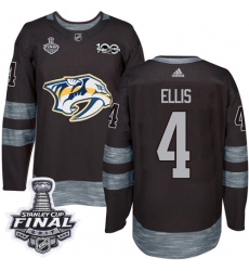 Men's Adidas Nashville Predators #4 Ryan Ellis Authentic Black 1917-2017 100th Anniversary 2017 Stanley Cup Final NHL Jersey