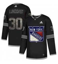 Men's Adidas New York Rangers #30 Henrik Lundqvist Black Authentic Classic Stitched NHL Jersey