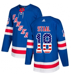 Men's Adidas New York Rangers #18 Marc Staal Authentic Royal Blue USA Flag Fashion NHL Jersey