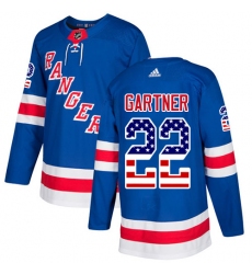 Youth Adidas New York Rangers #22 Mike Gartner Authentic Royal Blue USA Flag Fashion NHL Jersey