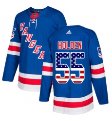 Men's Adidas New York Rangers #55 Nick Holden Authentic Royal Blue USA Flag Fashion NHL Jersey