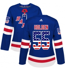 Women's Adidas New York Rangers #55 Nick Holden Authentic Royal Blue USA Flag Fashion NHL Jersey