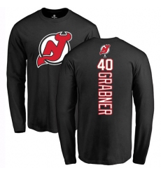 NHL Adidas New Jersey Devils #40 Michael Grabner Black Backer Long Sleeve T-Shirt