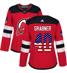 Women's Adidas New Jersey Devils #40 Michael Grabner Authentic Red USA Flag Fashion NHL Jersey