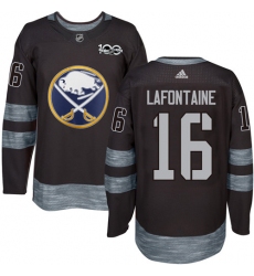 Men's Adidas Buffalo Sabres #16 Pat Lafontaine Premier Black 1917-2017 100th Anniversary NHL Jersey