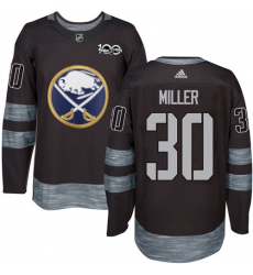 Men's Adidas Buffalo Sabres #30 Ryan Miller Authentic Black 1917-2017 100th Anniversary NHL Jersey