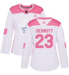 Women's Adidas Toronto Maple Leafs #23 Travis Dermott Authentic White Pink Fashion NHL Jersey