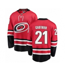 Youth Carolina Hurricanes #21 Julien Gauthier Authentic Red Home Fanatics Branded Breakaway NHL Jersey