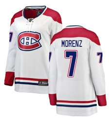 Women's Montreal Canadiens #7 Howie Morenz Authentic White Away Fanatics Branded Breakaway NHL Jersey