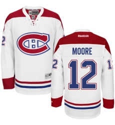 Women's Reebok Montreal Canadiens #12 Dickie Moore Authentic White Away NHL Jersey