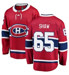 Youth Montreal Canadiens #65 Andrew Shaw Authentic Red Home Fanatics Branded Breakaway NHL Jersey