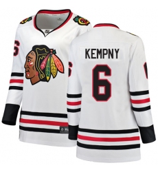 Women's Chicago Blackhawks #6 Michal Kempny Authentic White Away Fanatics Branded Breakaway NHL Jersey
