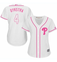 Women's Majestic Philadelphia Phillies #4 Lenny Dykstra Authentic White Fashion Cool Base MLB Jersey