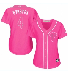 Women's Majestic Philadelphia Phillies #4 Lenny Dykstra Replica Pink Fashion Cool Base MLB Jersey
