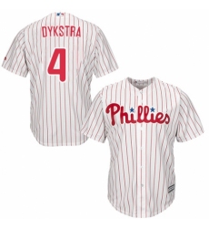 Youth Majestic Philadelphia Phillies #4 Lenny Dykstra Authentic White/Red Strip Home Cool Base MLB Jersey