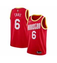 Men's Houston Rockets #6 Tyler Ennis Authentic Red Hardwood Classics Finished Basketball Jersey