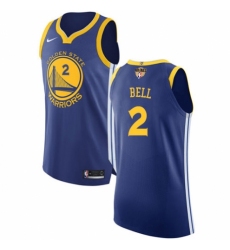 Men's Nike Golden State Warriors #2 Jordan Bell Authentic Royal Blue Road 2018 NBA Finals Bound NBA Jersey - Icon Edition