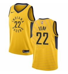 Men's Nike Indiana Pacers #22 T. J. Leaf Authentic Gold NBA Jersey Statement Edition