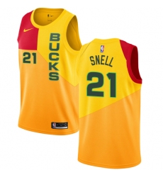 Youth Nike Milwaukee Bucks #21 Tony Snell Swingman Yellow NBA Jersey - City Edition