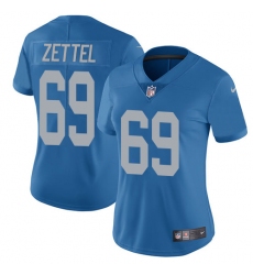 Women's Nike Detroit Lions #69 Anthony Zettel Blue Alternate Vapor Untouchable Limited Player NFL Jersey