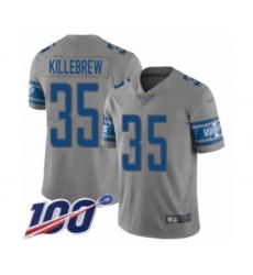 Men's Detroit Lions #35 Miles Killebrew Limited Gray Inverted Legend 100th Season Football Jersey