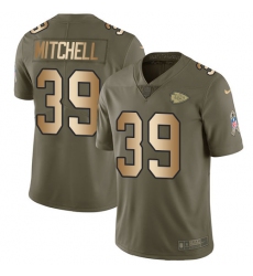 Youth Nike Kansas City Chiefs #39 Terrance Mitchell Limited Olive/Gold 2017 Salute to Service NFL Jersey