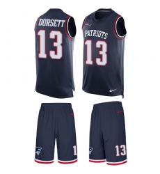 Men's Nike New England Patriots #13 Phillip Dorsett Limited Navy Blue Tank Top Suit NFL Jersey