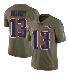 Men's Nike New England Patriots #13 Phillip Dorsett Limited Olive 2017 Salute to Service NFL Jersey