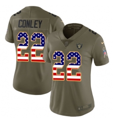 Women's Nike Oakland Raiders #22 Gareon Conley Limited Olive/USA Flag 2017 Salute to Service NFL Jersey