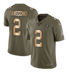 Men's Nike Oakland Raiders #2 Giorgio Tavecchio Limited Olive/Gold 2017 Salute to Service NFL Jersey