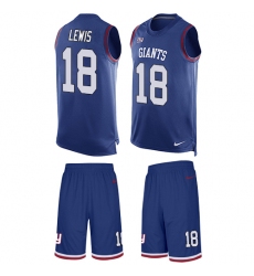 Men's Nike New York Giants #18 Roger Lewis Limited Royal Blue Tank Top Suit NFL Jersey