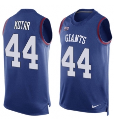 Men's Nike New York Giants #44 Doug Kotar Limited Royal Blue Player Name & Number Tank Top NFL Jersey