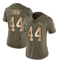 Women's Nike New York Giants #44 Doug Kotar Limited Olive/Gold 2017 Salute to Service NFL Jersey