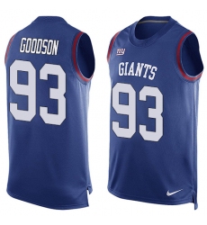 Men's Nike New York Giants #93 B.J. Goodson Limited Royal Blue Player Name & Number Tank Top NFL Jersey