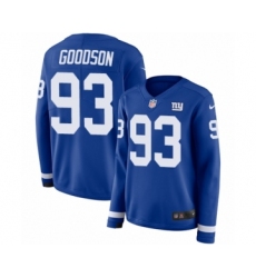 Women's Nike New York Giants #93 B.J. Goodson Limited Royal Blue Therma Long Sleeve NFL Jersey