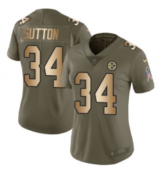 Women's Nike Pittsburgh Steelers #34 Cameron Sutton Limited Olive/Gold 2017 Salute to Service NFL Jersey