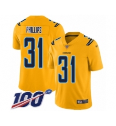 Men's Los Angeles Chargers #31 Adrian Phillips Limited Gold Inverted Legend 100th Season Football Jersey