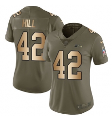 Women's Nike Seattle Seahawks #42 Delano Hill Limited Olive/Gold 2017 Salute to Service NFL Jersey
