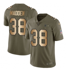 Men's Nike Seattle Seahawks #38 Tre Madden Limited Olive/Gold 2017 Salute to Service NFL Jersey