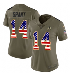 Women's Nike Washington Redskins #14 Ryan Grant Limited Olive/USA Flag 2017 Salute to Service NFL Jersey
