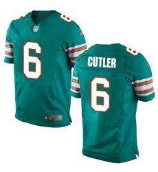 Men's Nike Miami Dolphins #6 Jay Cutler Elite Aqua Green Alternate NFL Jersey